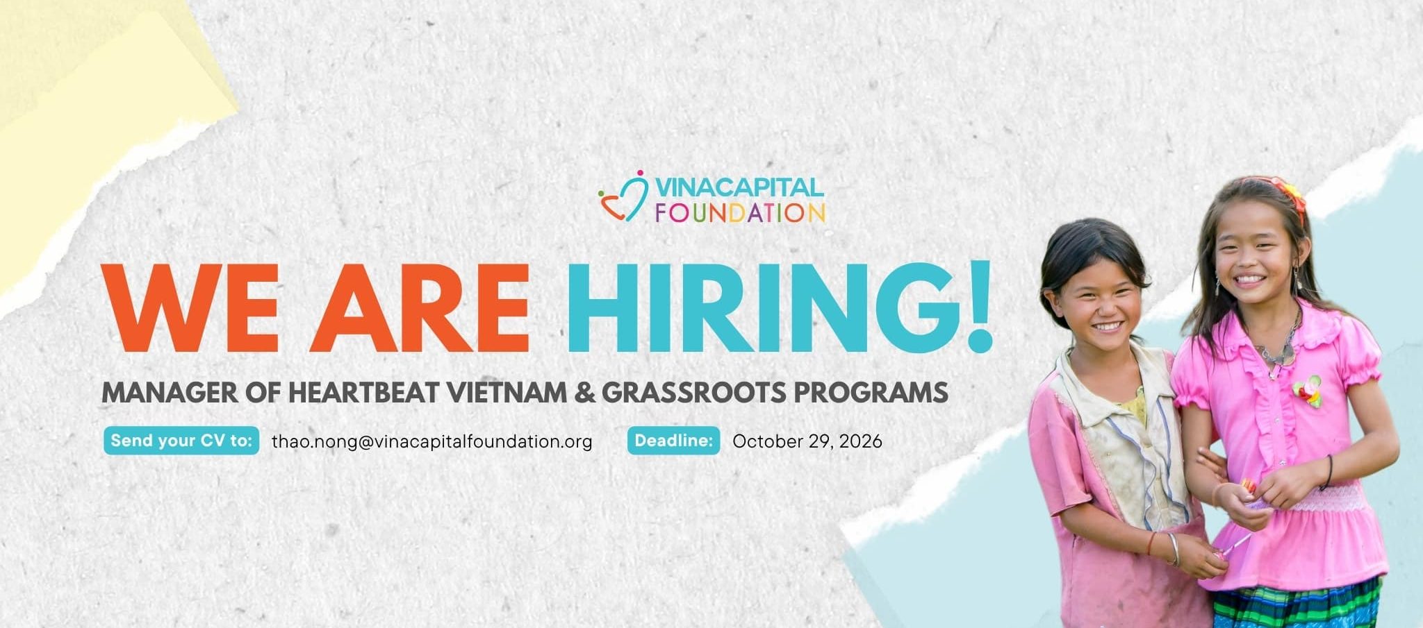 [HCM] RECRUITMENT – MANAGER OF HEARTBEAT VIETNAM & GRASSROOTS PROGRAMS 